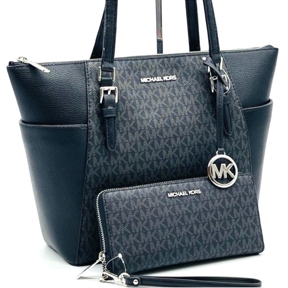 Michael Kors Large Top Zip Tote Bag Black & Large Continental Wallet Black (NWT) - Picture 3 of 12